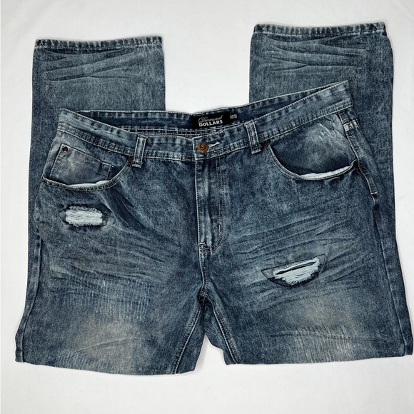 Diamond Dollar Men's Straight Leg Ripped Jeans Size 40/30 - Picture 1 of 14